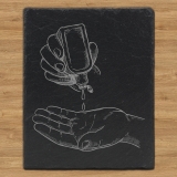 Hände desinfizieren mit Handflasche 20x25cm