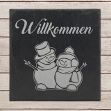 Willkommen Schnee-Paar 20x20cm