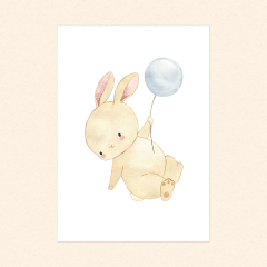 3er Poster Set Tiere mit Ballon A4-Format Hase, Fuchs und Bär