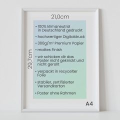Poster Einhorn mit Regenbogen A4-Format