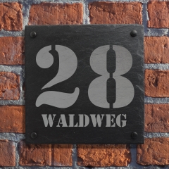 Hausnummer und Straße 25x25cm